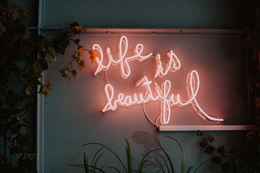 Life is Beautiful LED Signage 4K wallpaper for MacBook