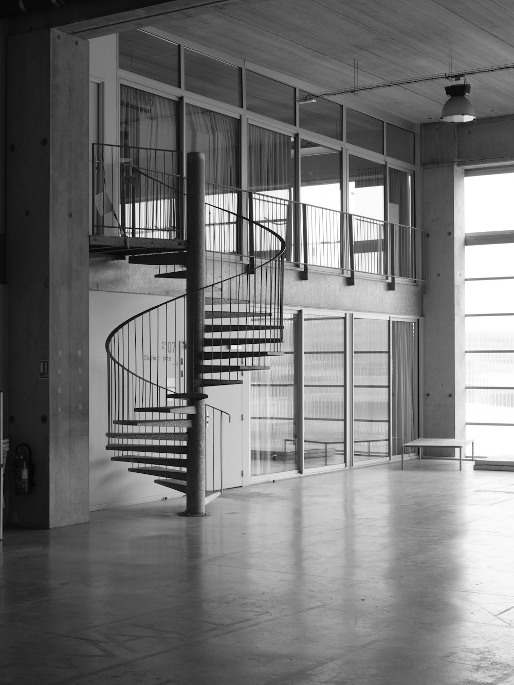 black spiral staircase inside house