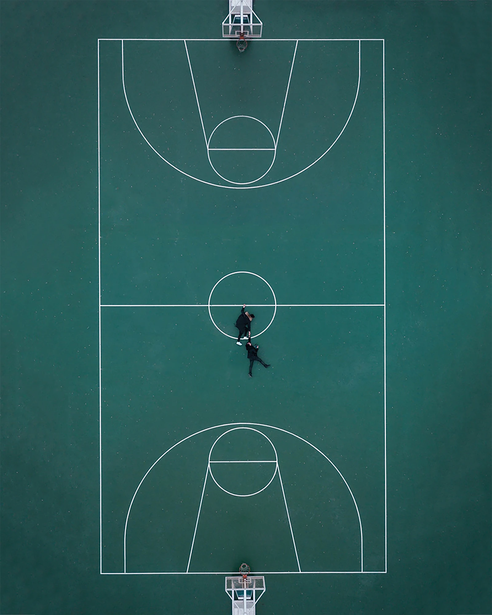 Aerial basketball court