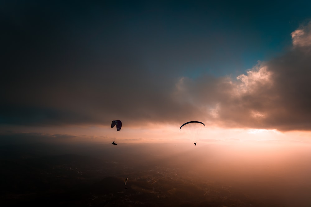 aerial photography of two parachutes