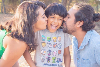 happy family beside beach