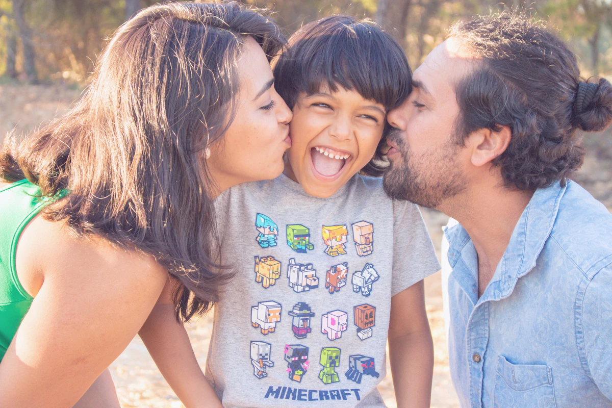 A happy family at the beach