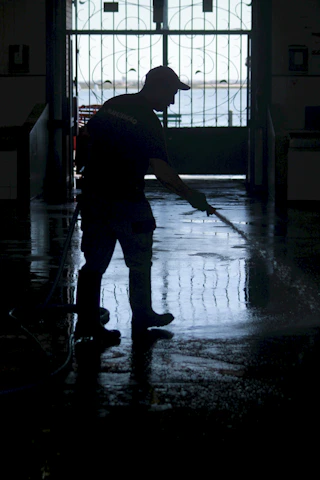 Close-up of encapsulation cleaning equipment gently restoring a residential floor.