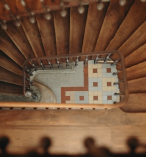 aerial view photography of stairs