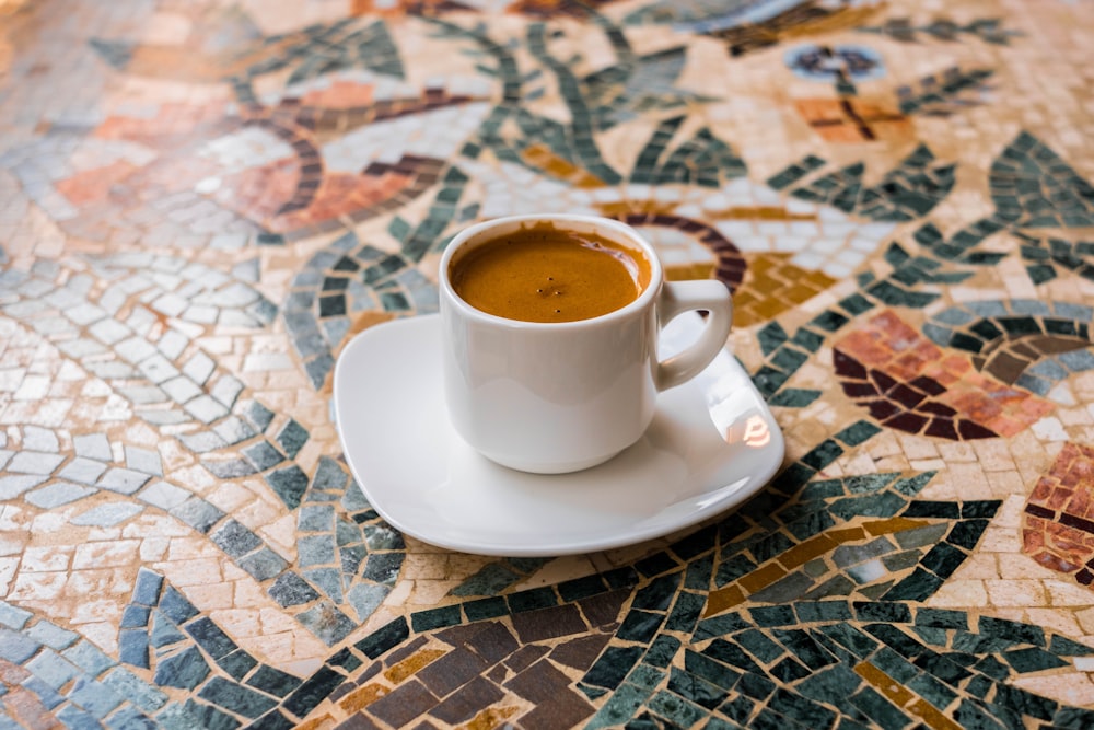 ceramic teacup with lattte