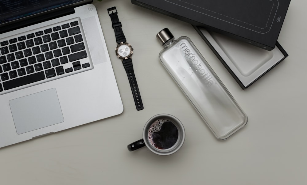 coffee in black and white ceramic mug