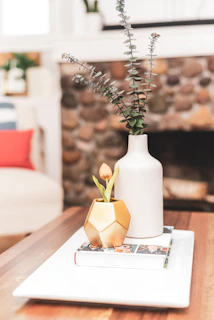 white ceramic flower vase