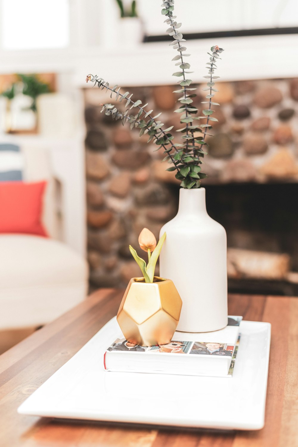 white ceramic flower vase