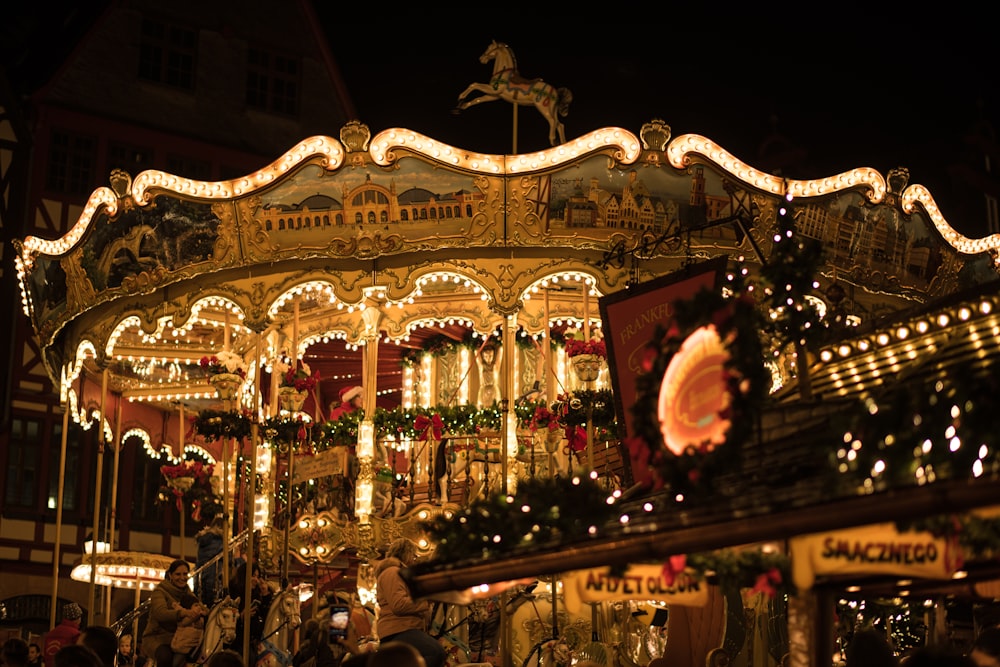 lighted carousel during nighttime