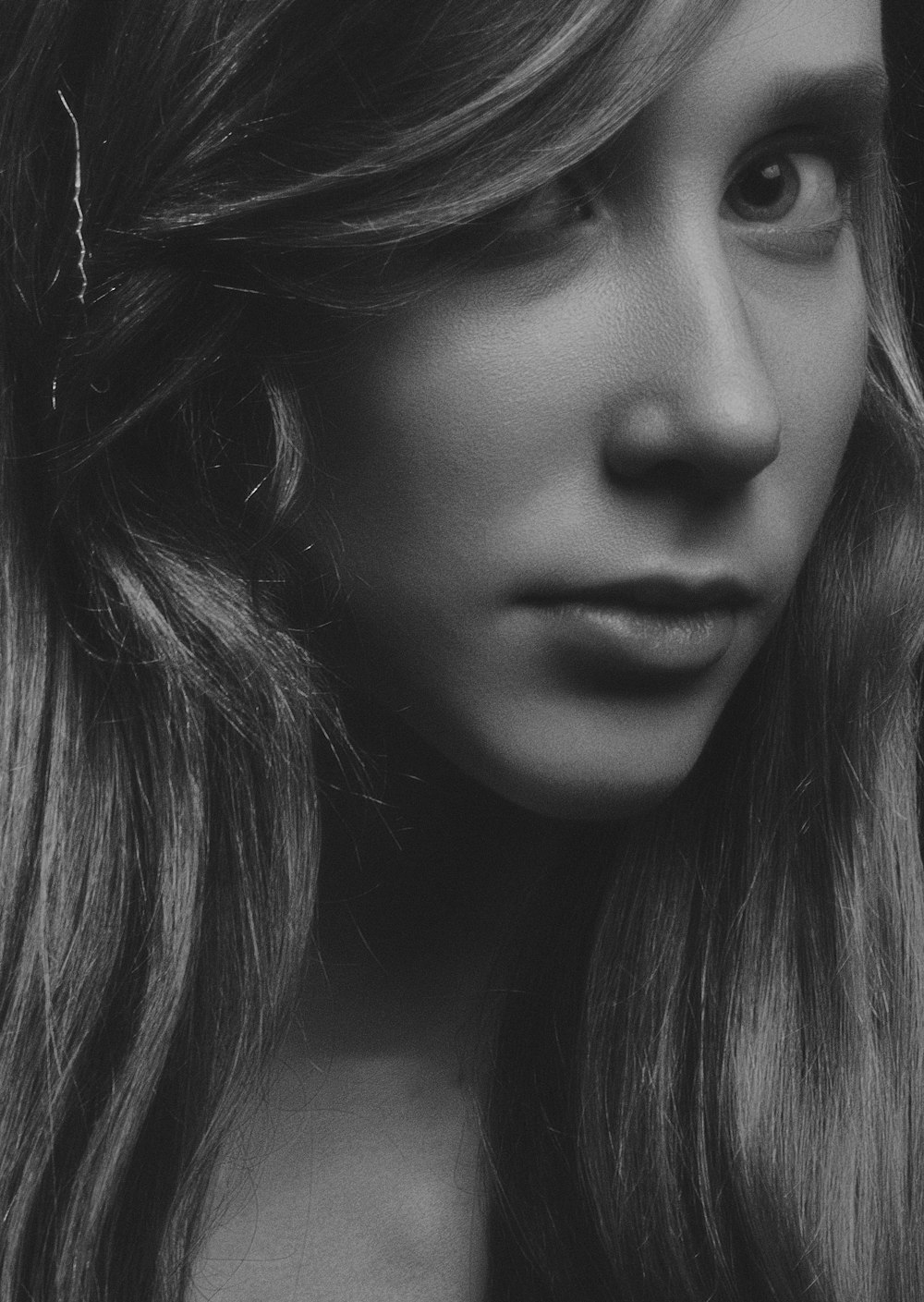 grayscale photo of woman