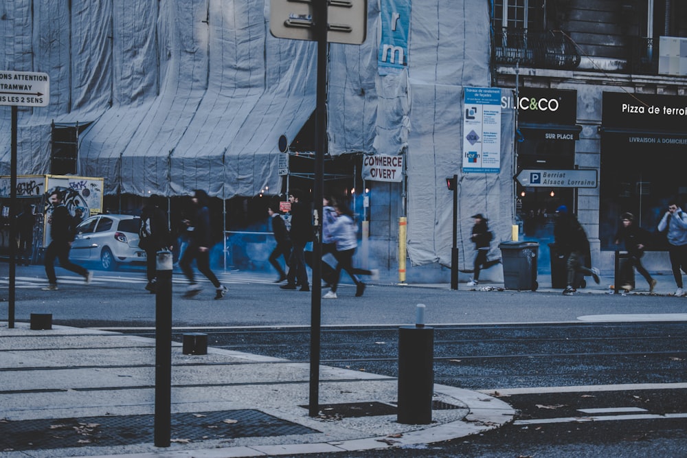 people running near street