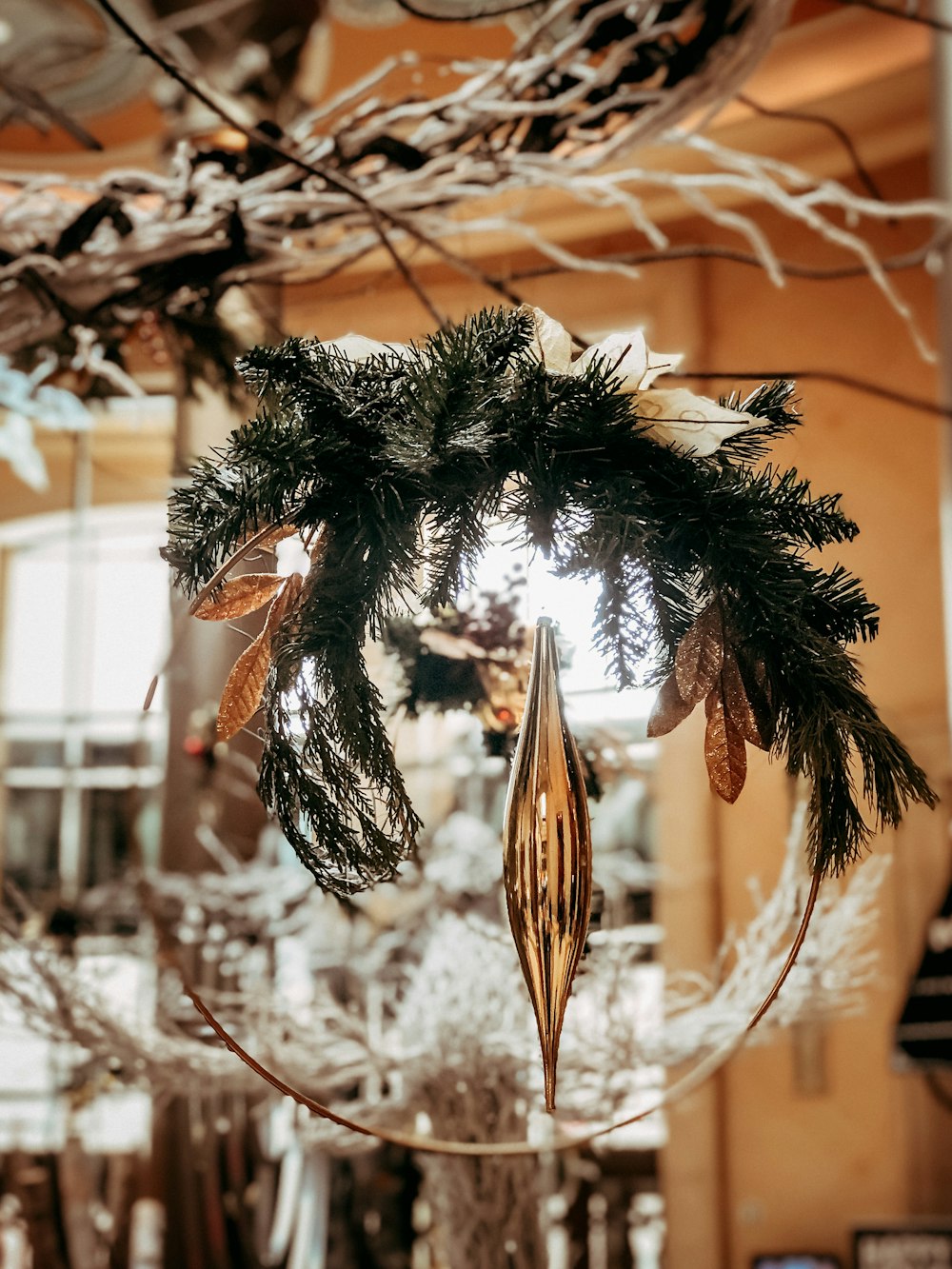 Décor de Noël rond vert et gris