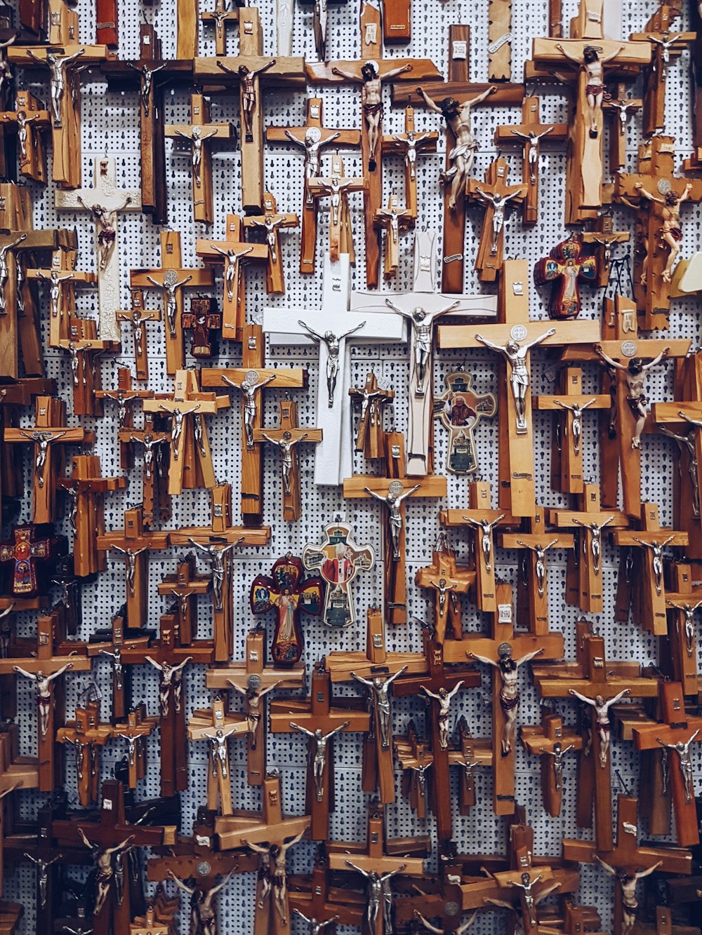 brown wooden crucifix lot