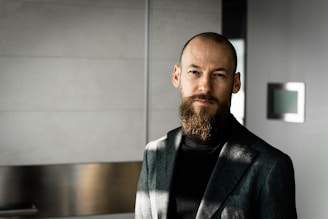 man wearing black blazer