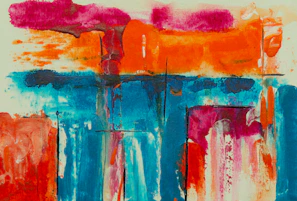 An abstract painting symbolizing a pivotal moment with bold strokes and shifting hues