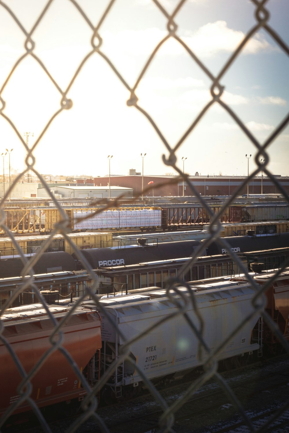 view of train express during golden hour