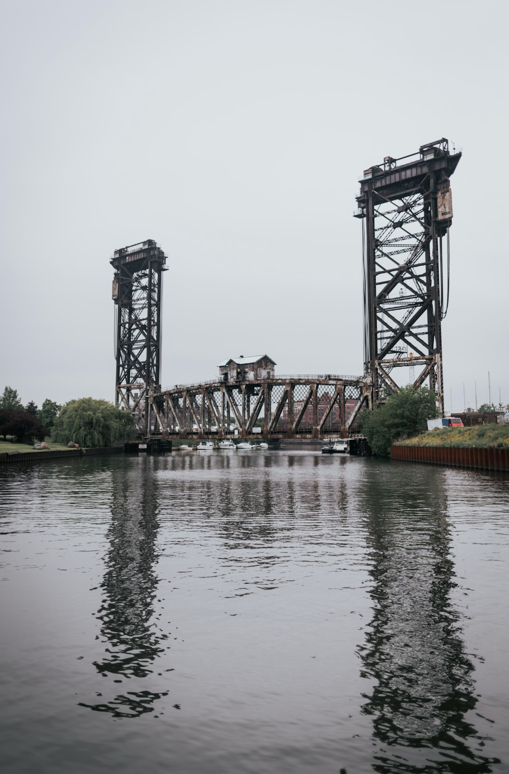 gray steel bridge