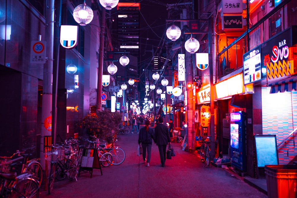 man and woman walking on street