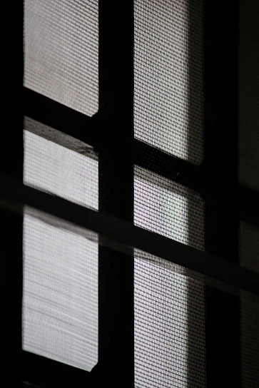 Close-up of a sleek velcro mosquito net perfectly fitted on a Bangalore home window.