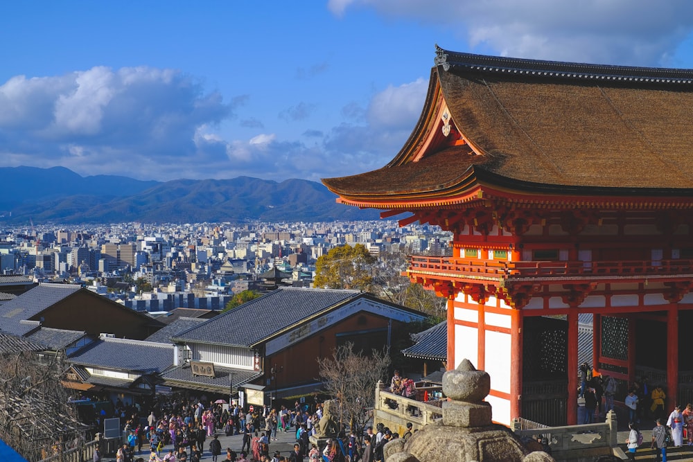 orange and white shrine during daytime