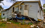 gray wrecked house