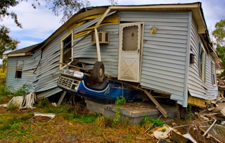 gray wrecked house