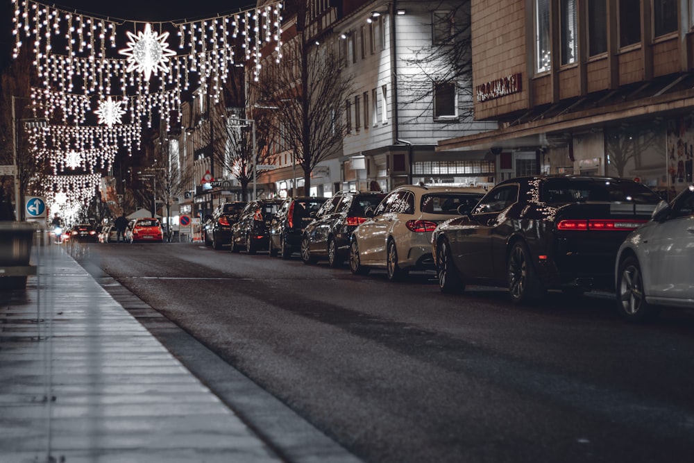 cars falling in line on road