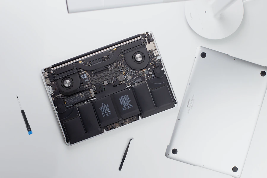 Laptop on a technician work surface