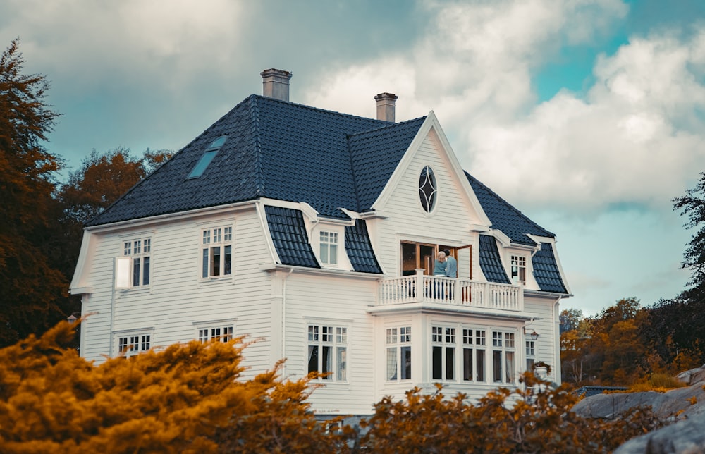 white and blue house