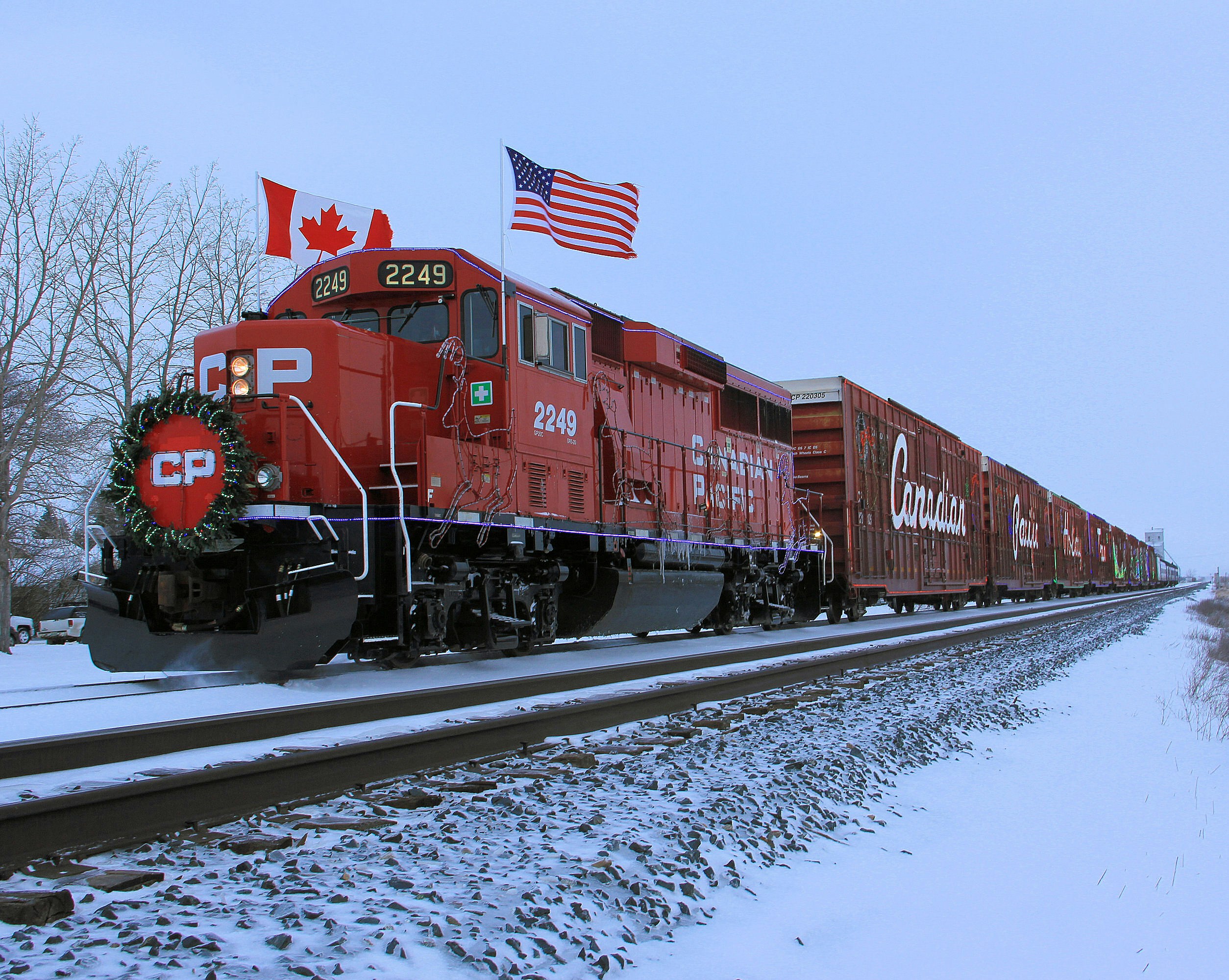 flag on train, Canadian Pacific #2249 - Holiday Train