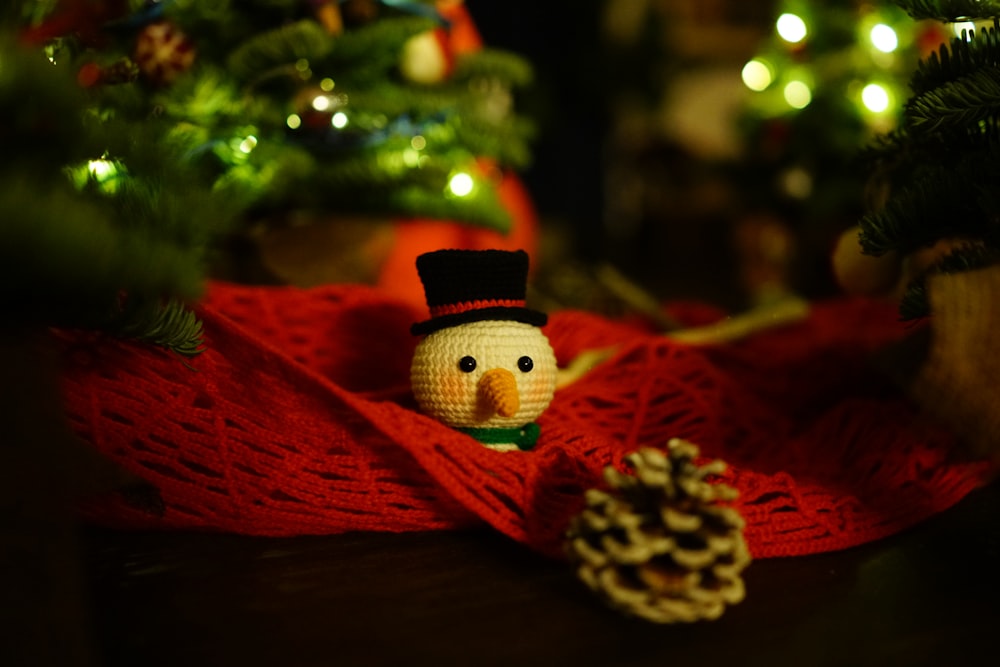 selective focus photography of snowman decor