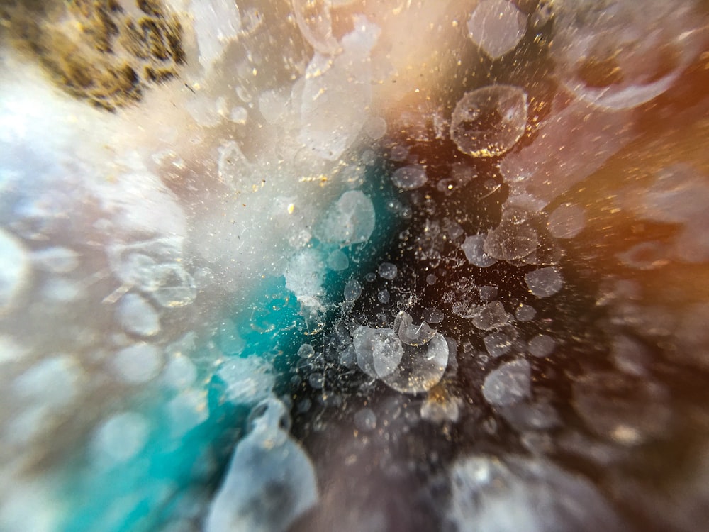a close up view of bubbles in water