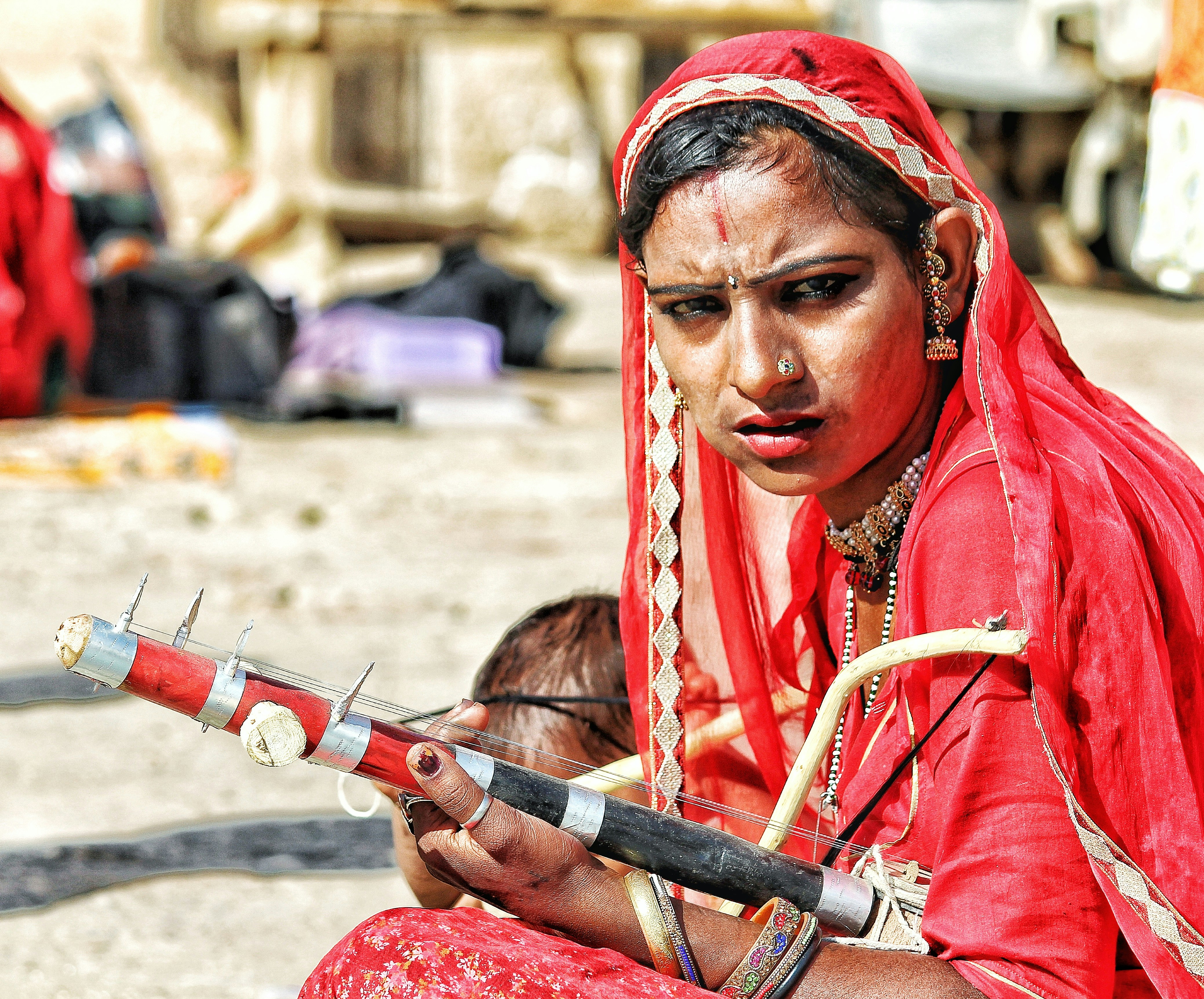 woman in pink sari dress