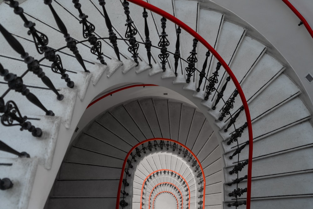 white and red staircase