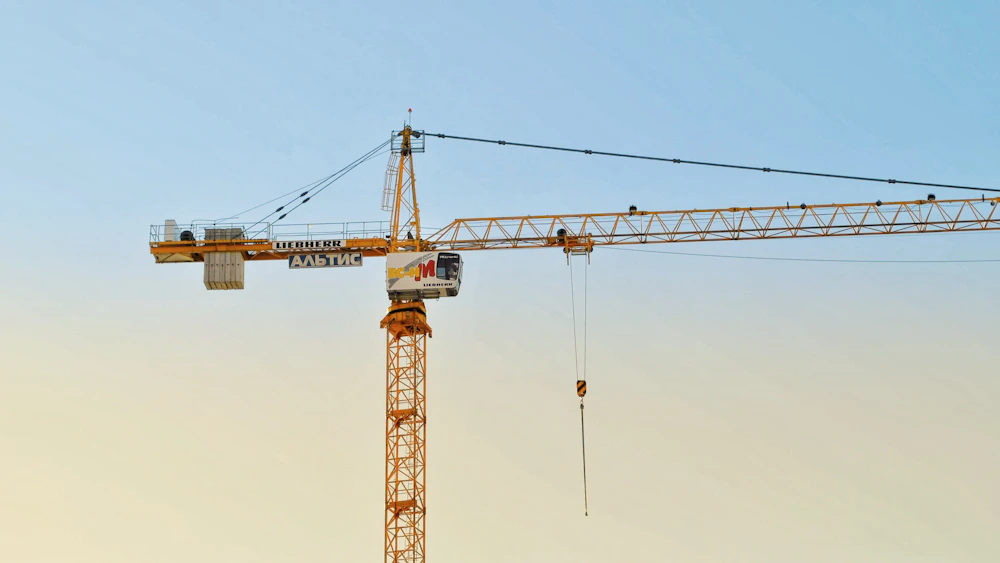 Mobile crane boom close-up