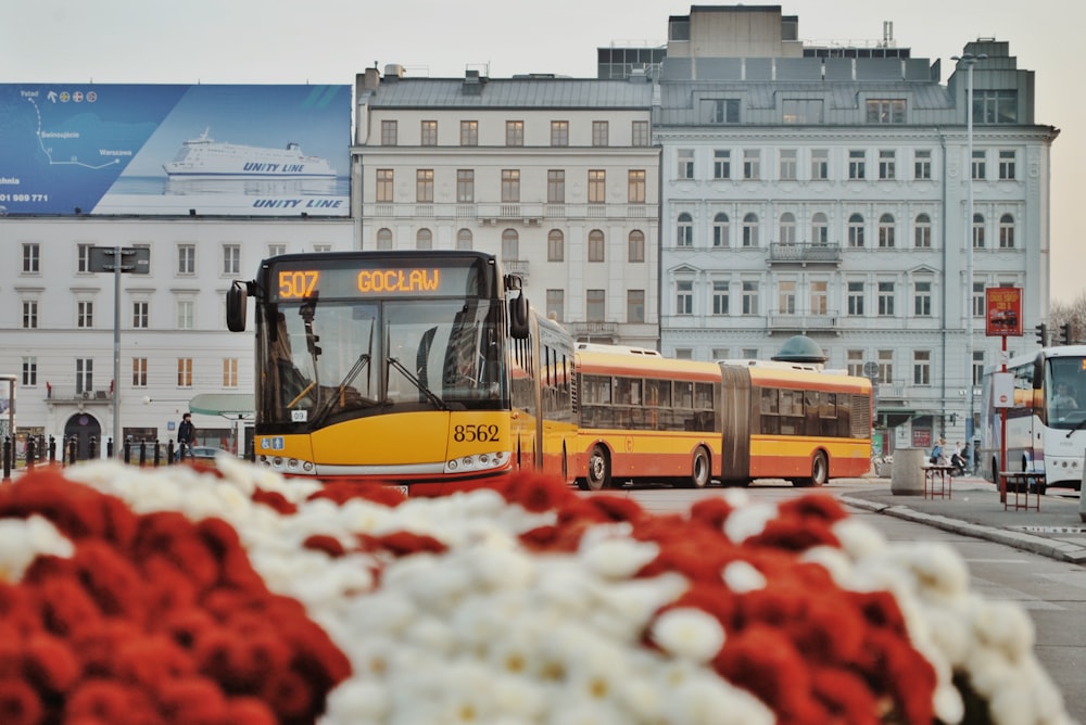 Gelbe Straßenbahn tagsüber auf der Straße