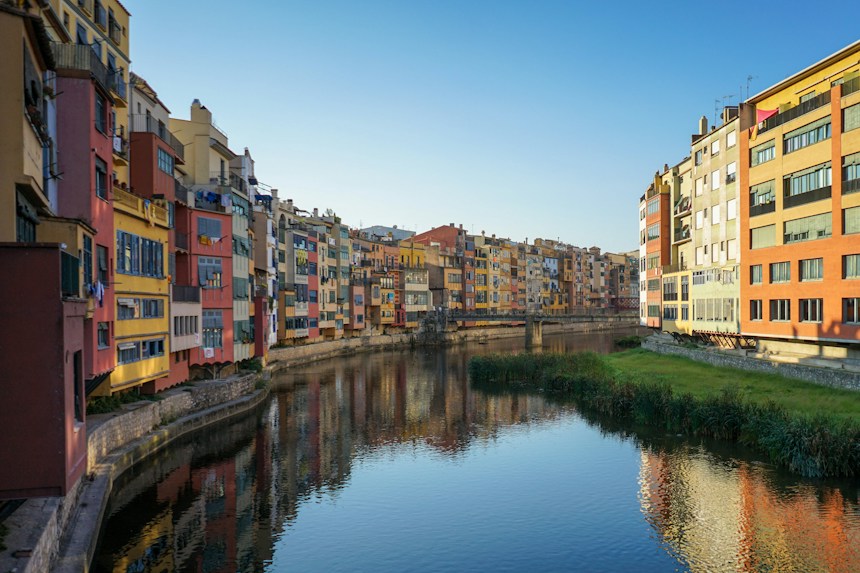 Girona medieval cathedral and city walls viewed from above &mdash; an essential stop on any Costa Brava Spain itinerary 37 km inland