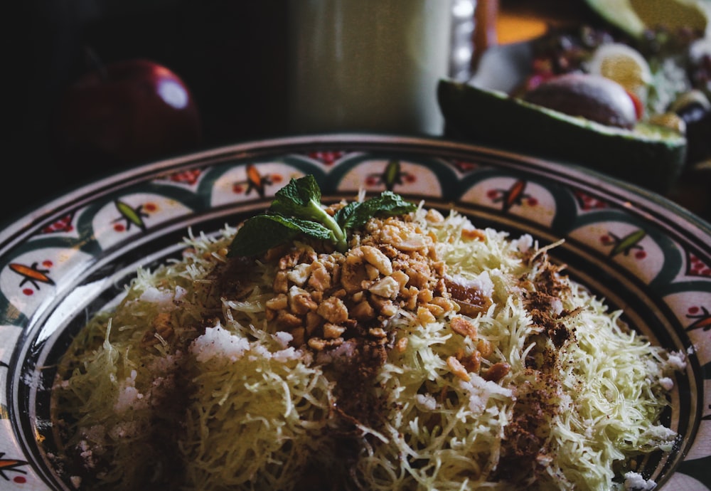 meat and noodle recipe in plate