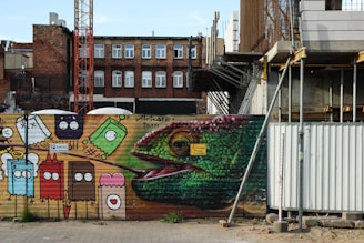 A mural depicting urban life, infused with Chambeh's artistic flair.