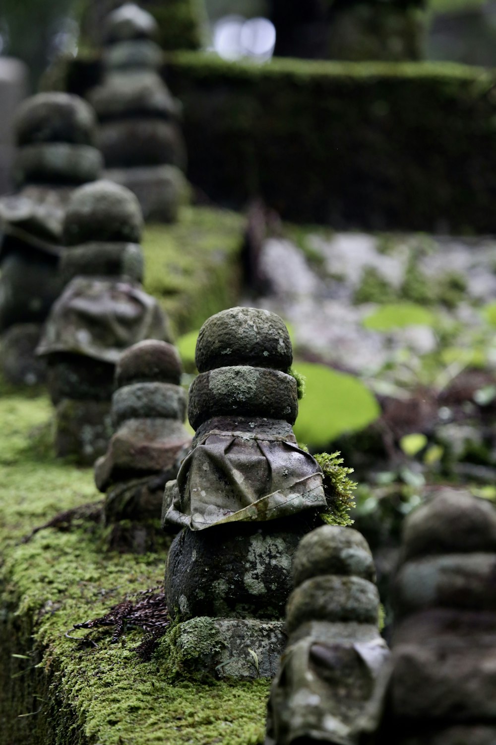 row of piled stones