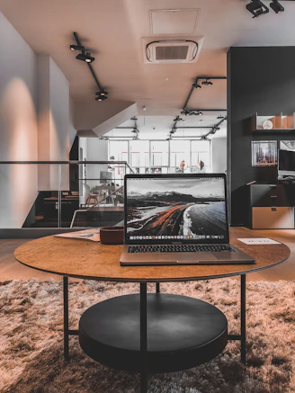 Cozy Scandinavian-style restaurant interior showcasing a lively team planning digital content together.