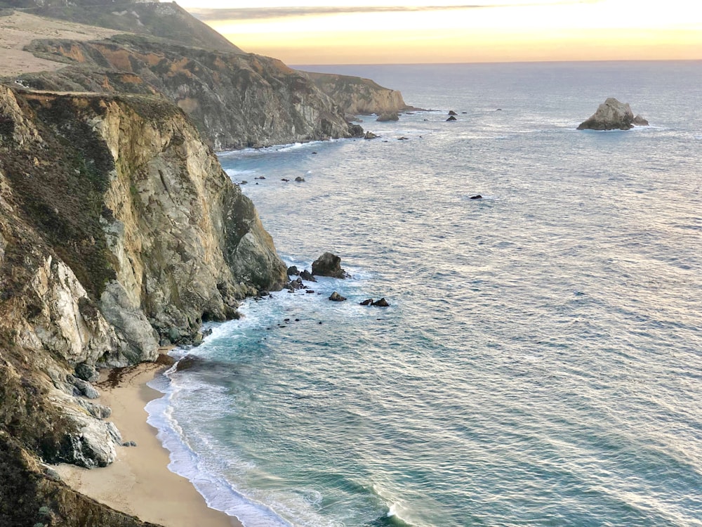 seashore during golden hour