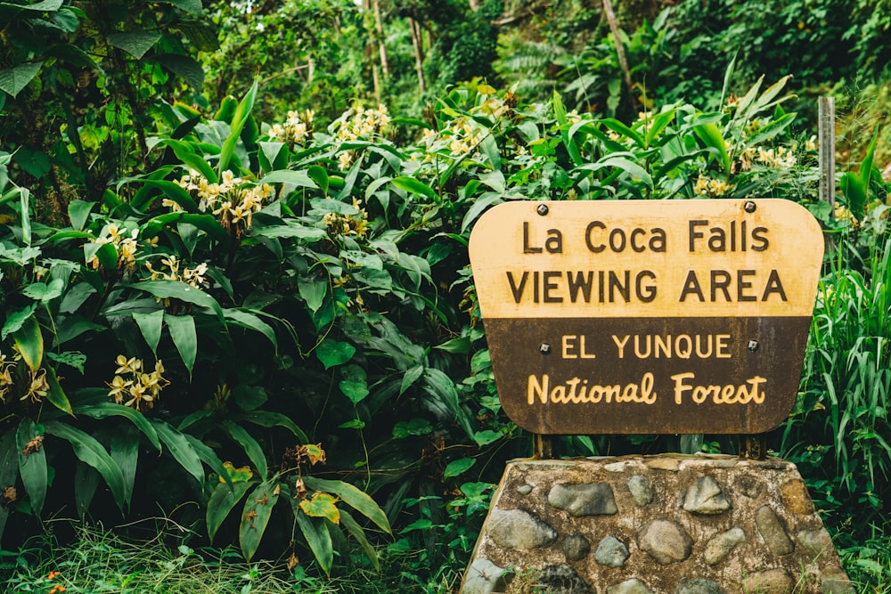 La Coca Falls viewing area signage
