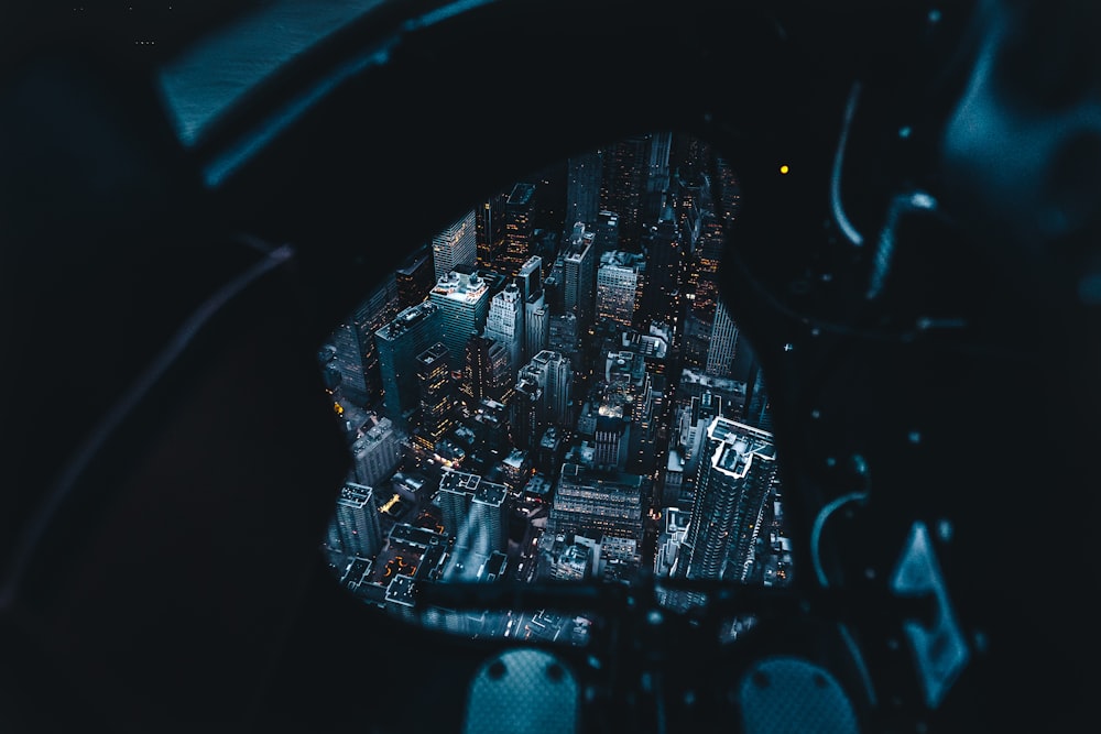 aerial view of city buildings