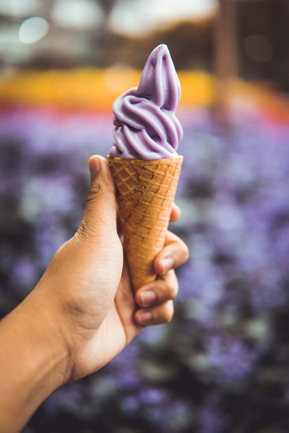 purple coated ice cream