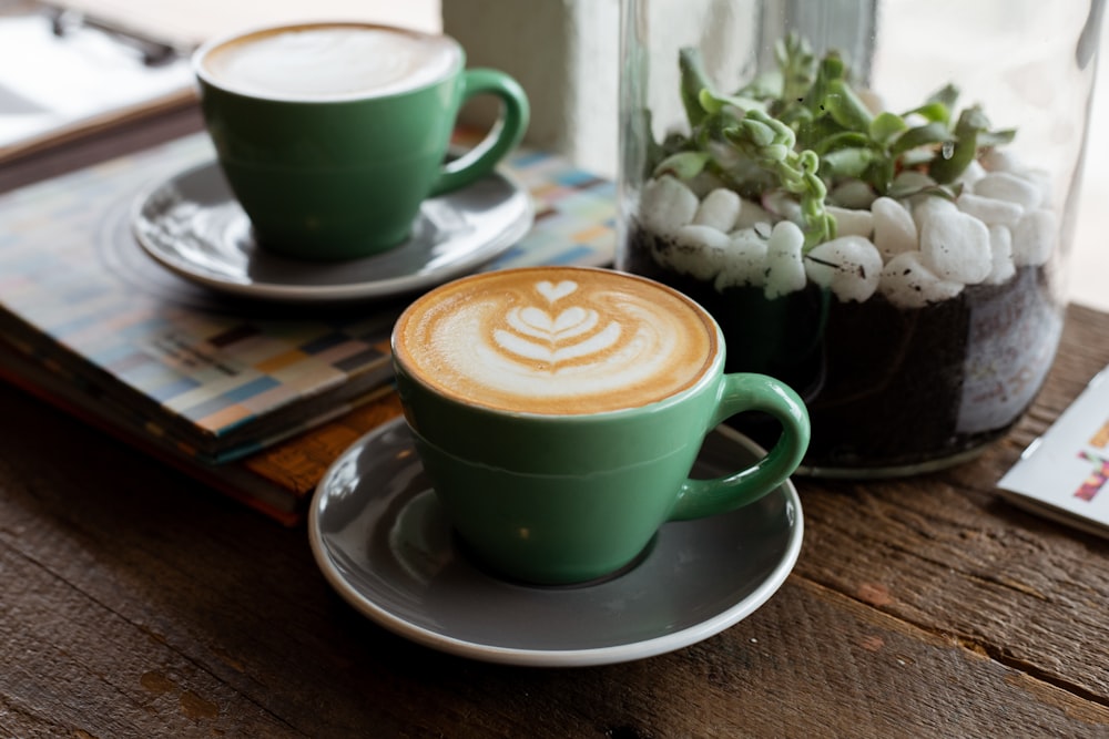 green ceramic cappuccino cup