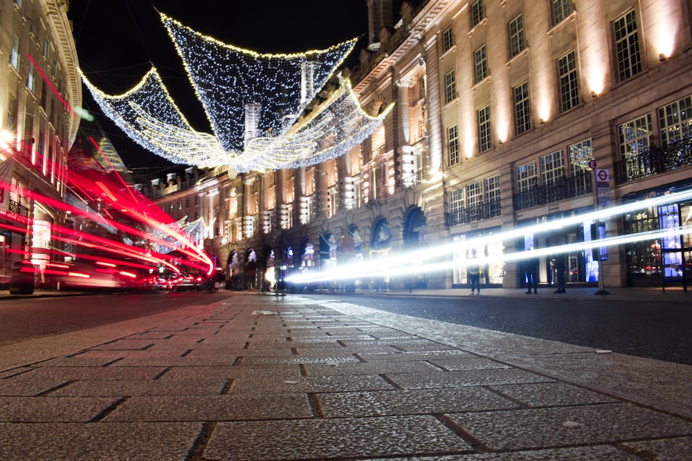 timelapse photography of buildings at night