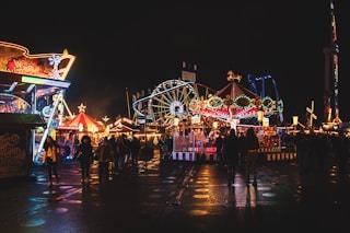 amusement park photo at night