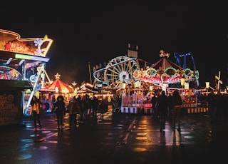 amusement park photo at night