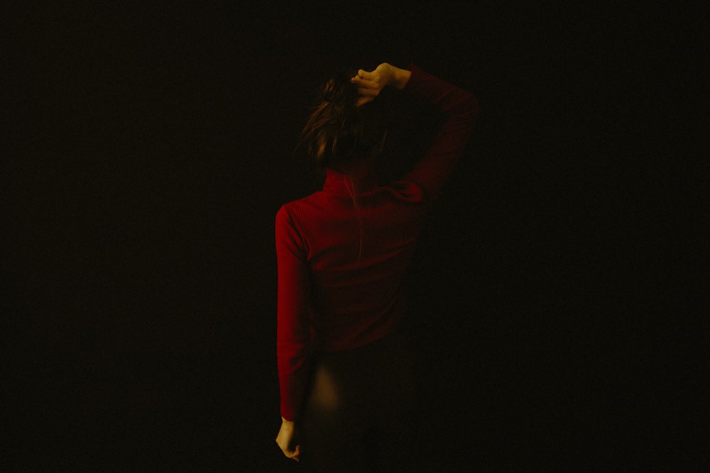 red long-sleeved shirt